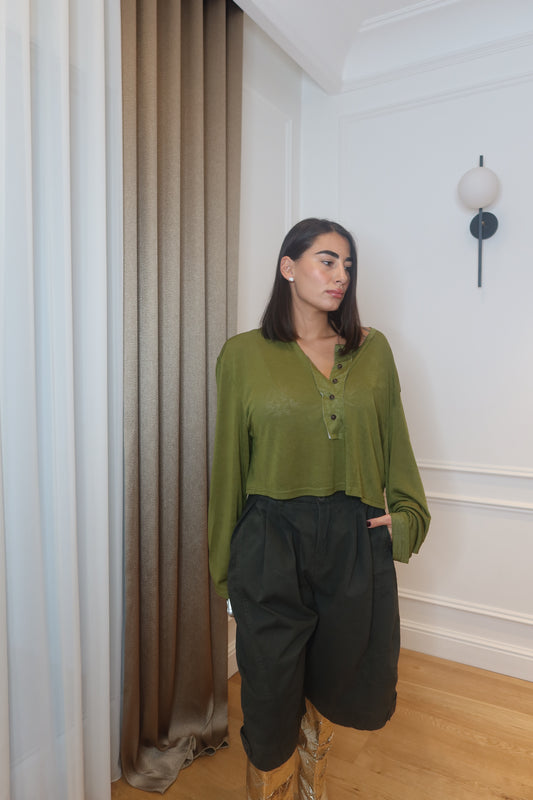 Maglia Cropped Oliva