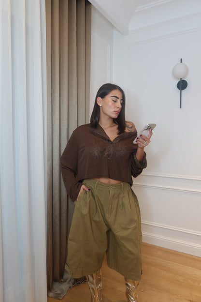 Maglia Cropped Choco