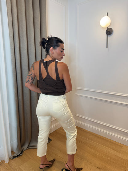 Pantaloni Capri Crema