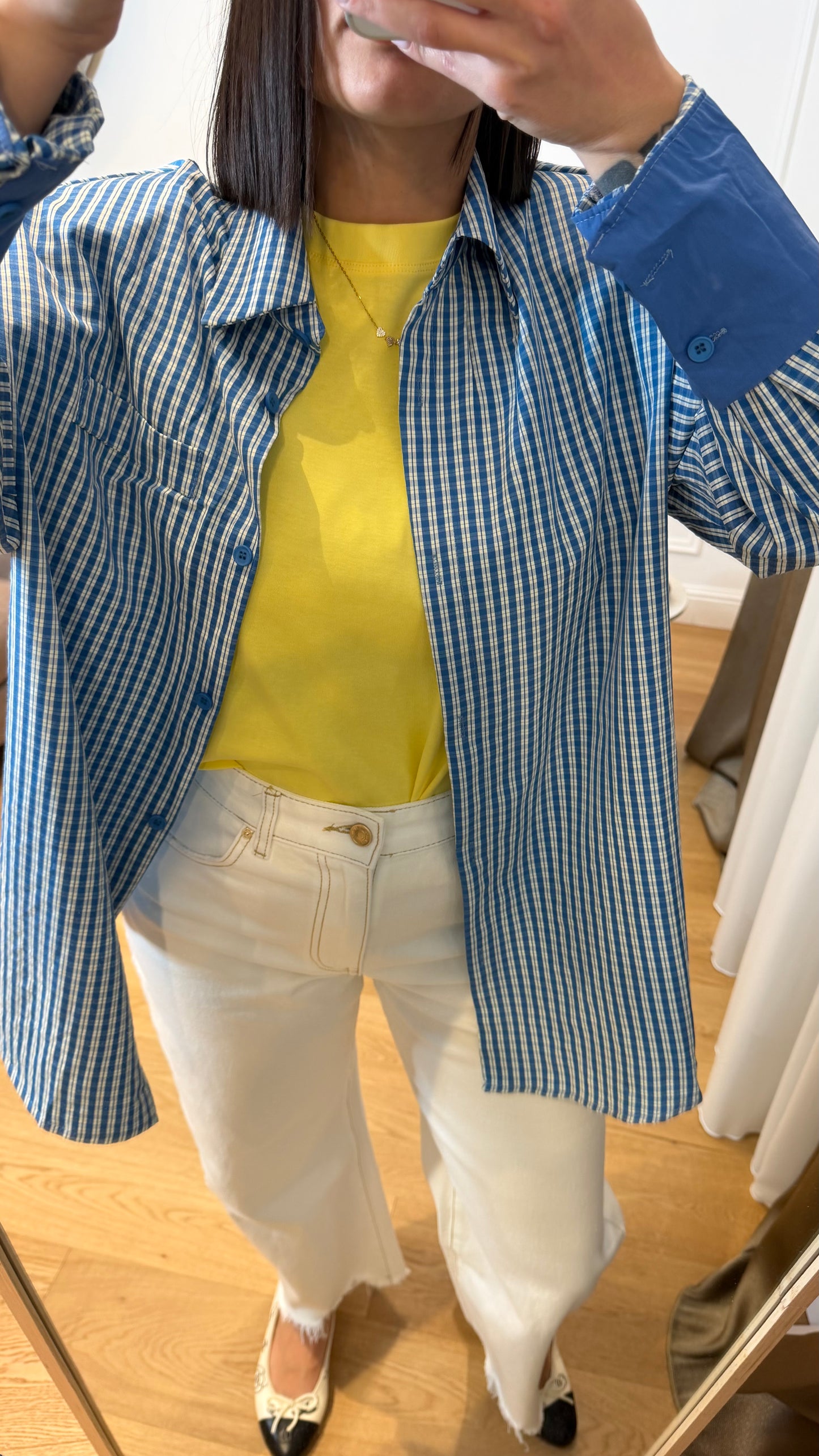 Camicia polsini a contrasto sky