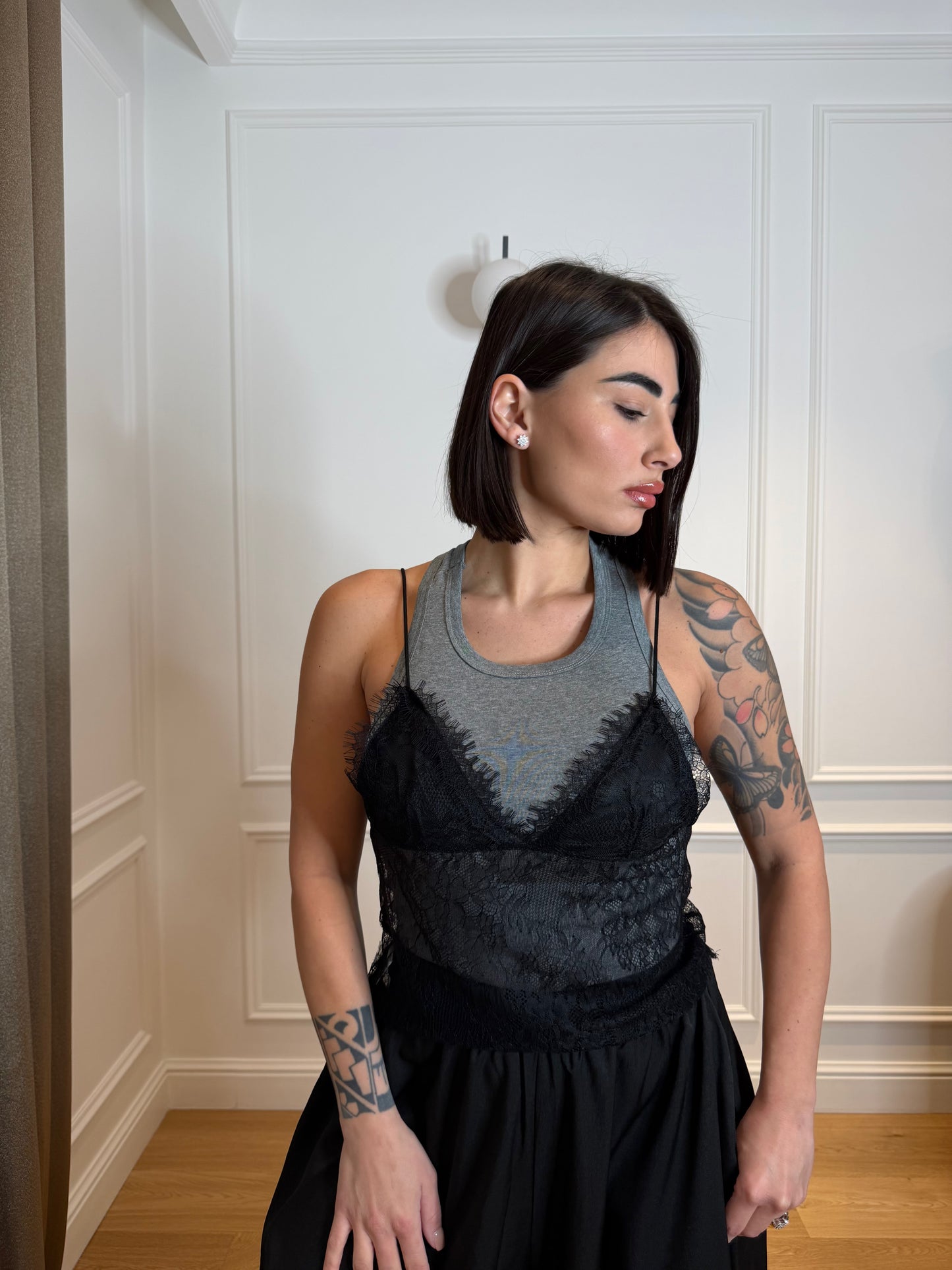 Canotta + top in pizzo