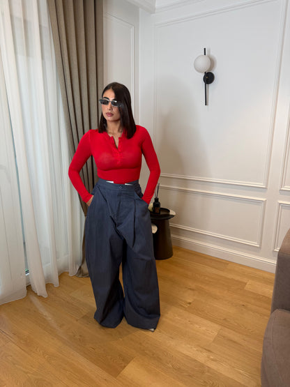 Pantaloni palazzo blu Denim