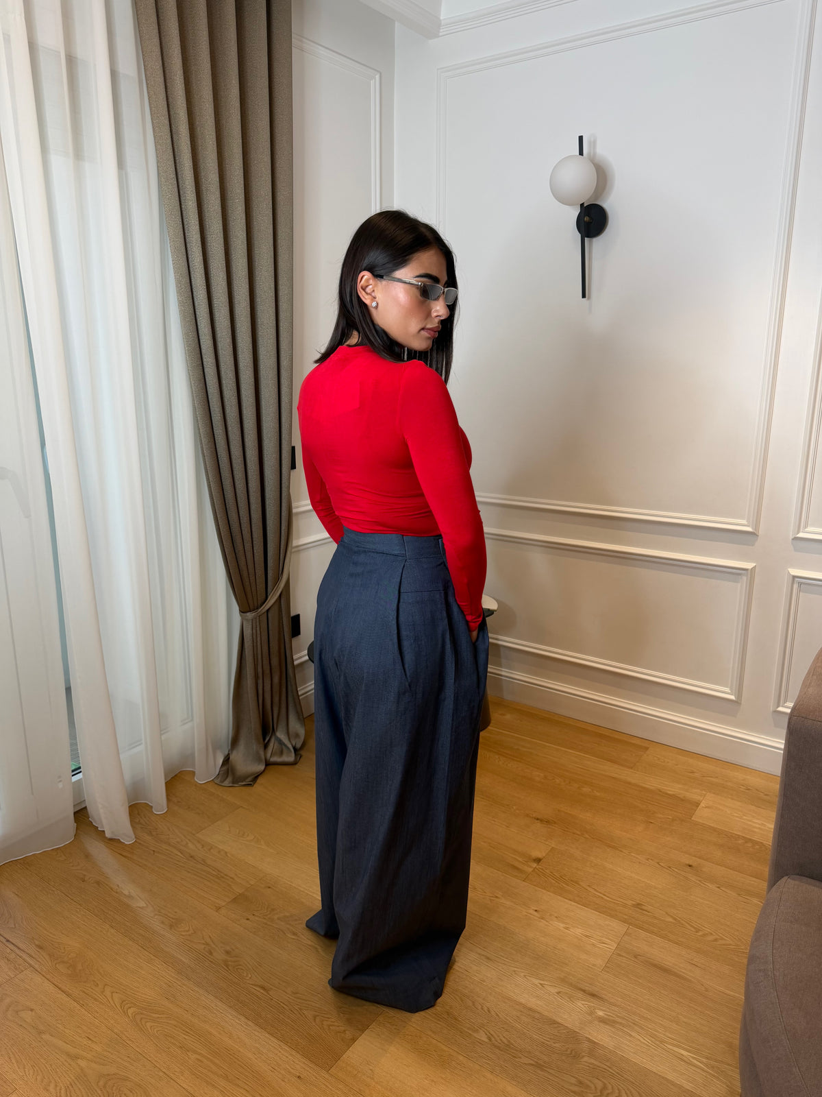 Pantaloni palazzo blu Denim