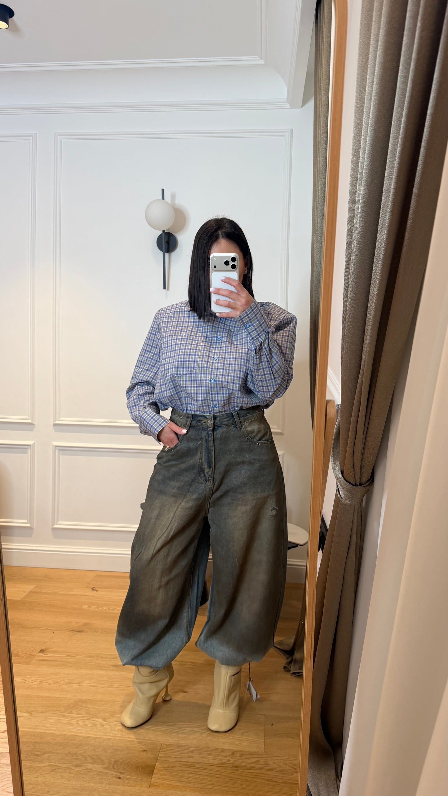 Jeans ampi borchie