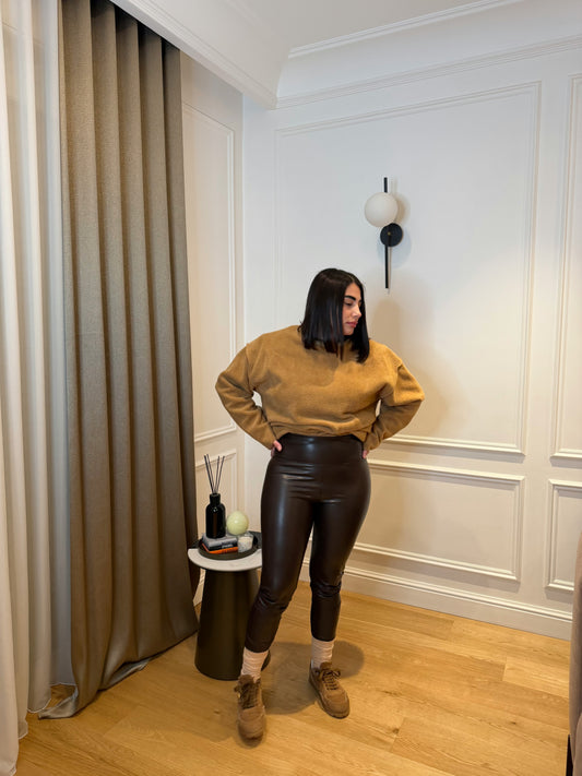 Leggins ecopelle marrone