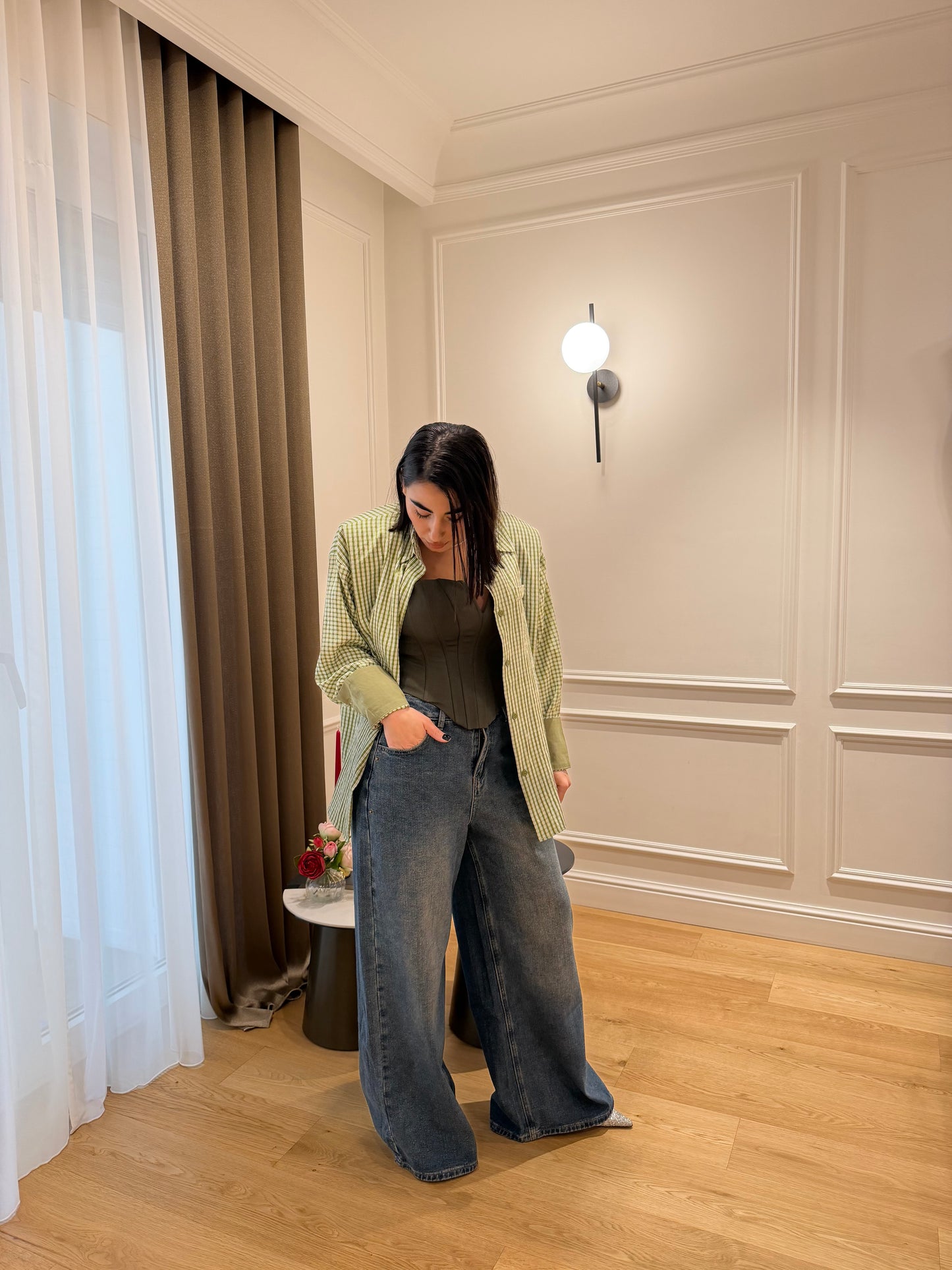 Jeans a zampa sabbiato