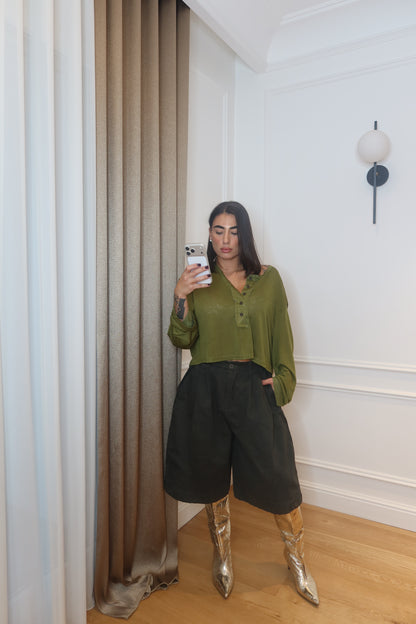 Maglia Cropped Oliva