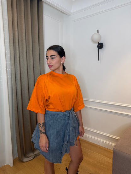 T-shirt + gonna Denim orange