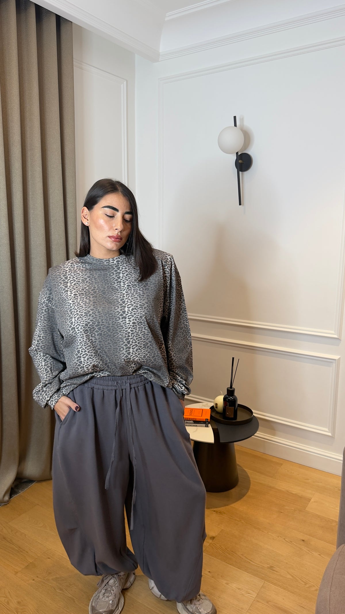 Maxi Maglia Animalier Gray
