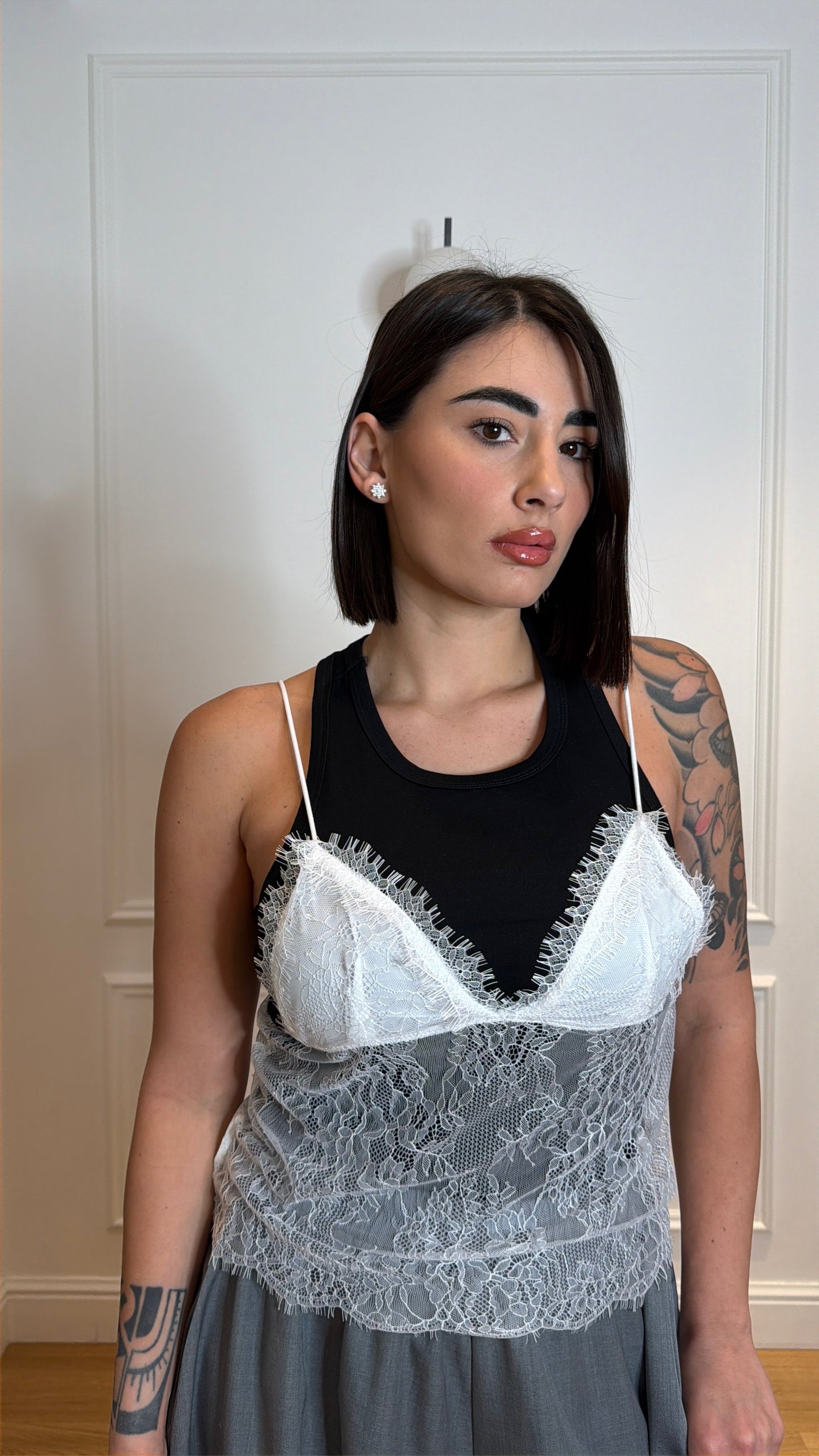 Canotta + top in pizzo