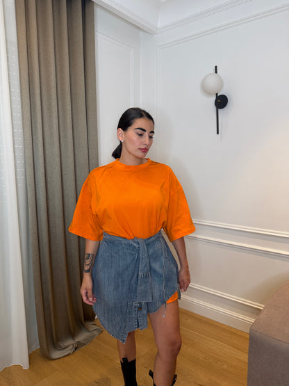 T-shirt + gonna Denim orange