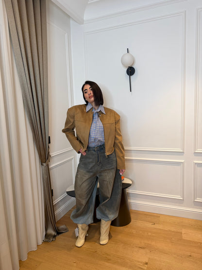 Giubbino crop cammel