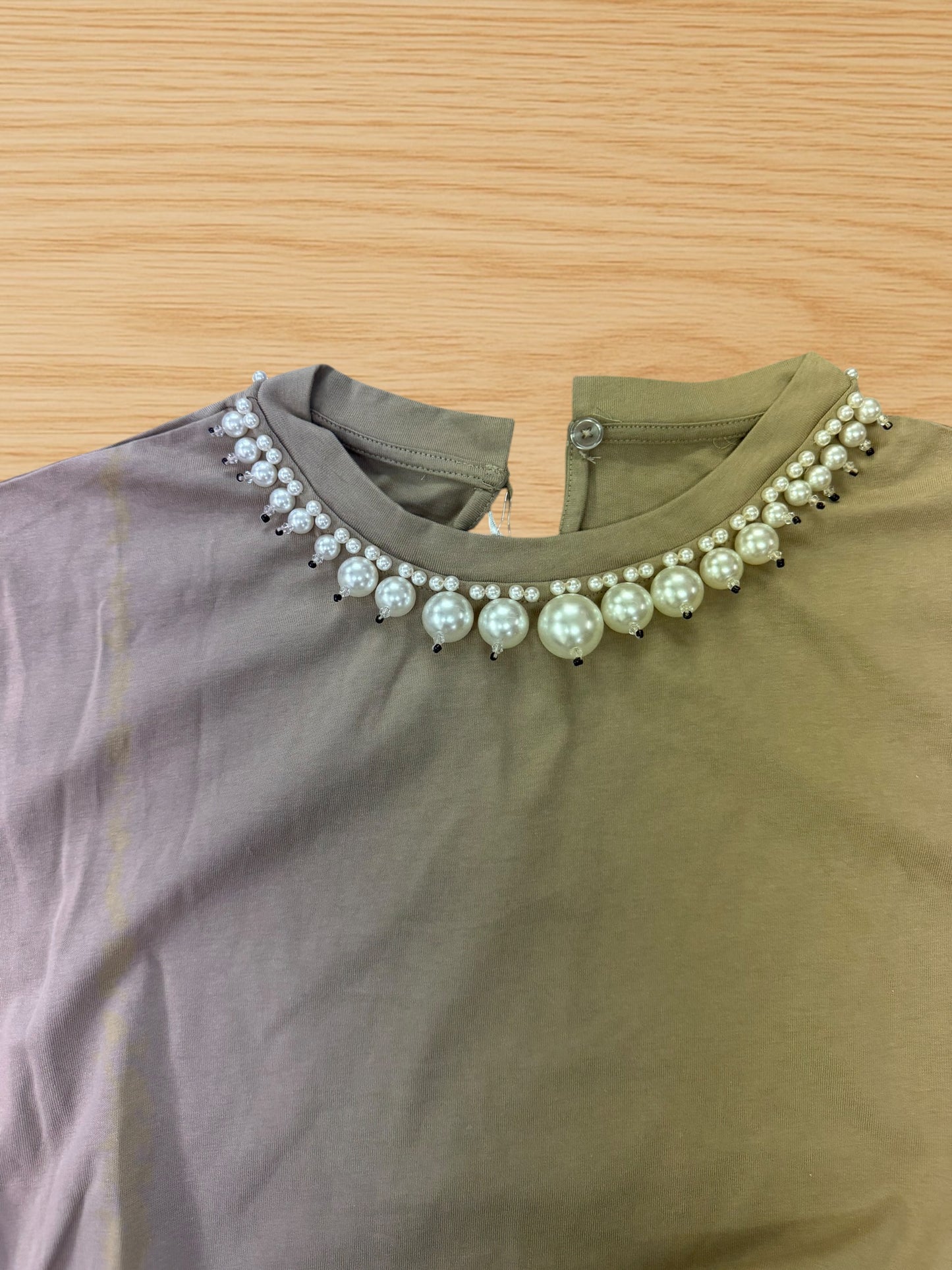 T-shirt Crop perle beige