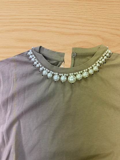 T-shirt Crop perle beige