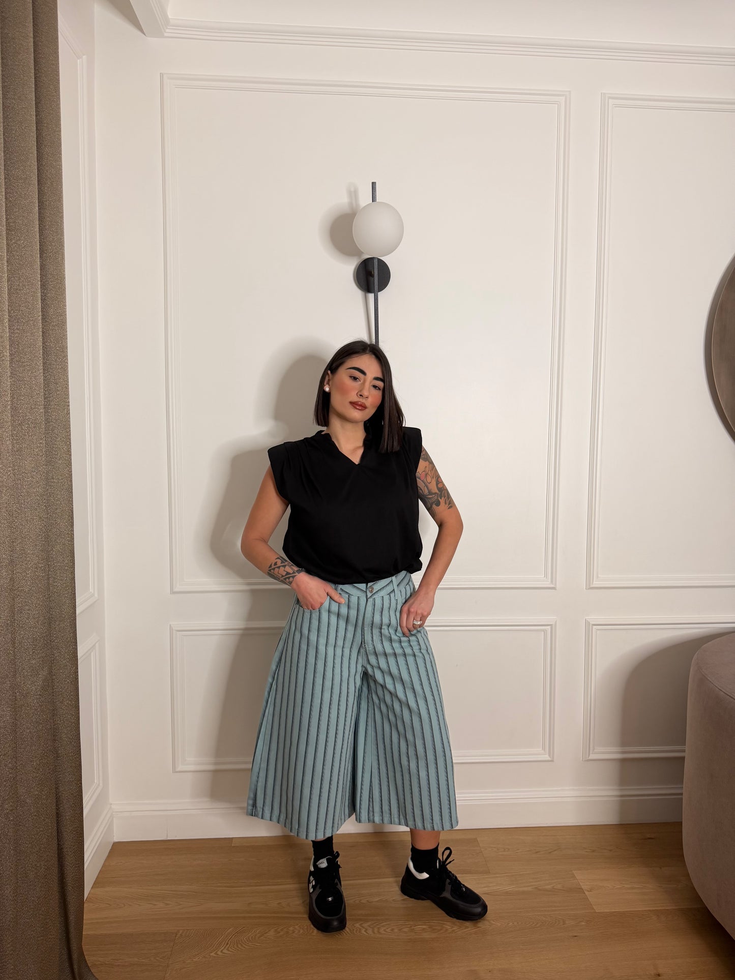 Maxi bermuda strisce azzurri