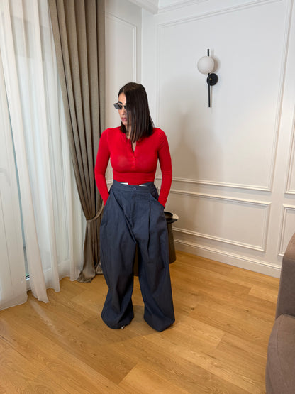 Pantaloni palazzo blu Denim